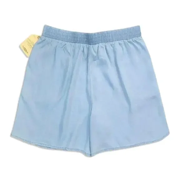 New Telluride High Rise Tie-Front Soft Lightweight Stretch Denim Flowy Shorts - Picture 5 of 7